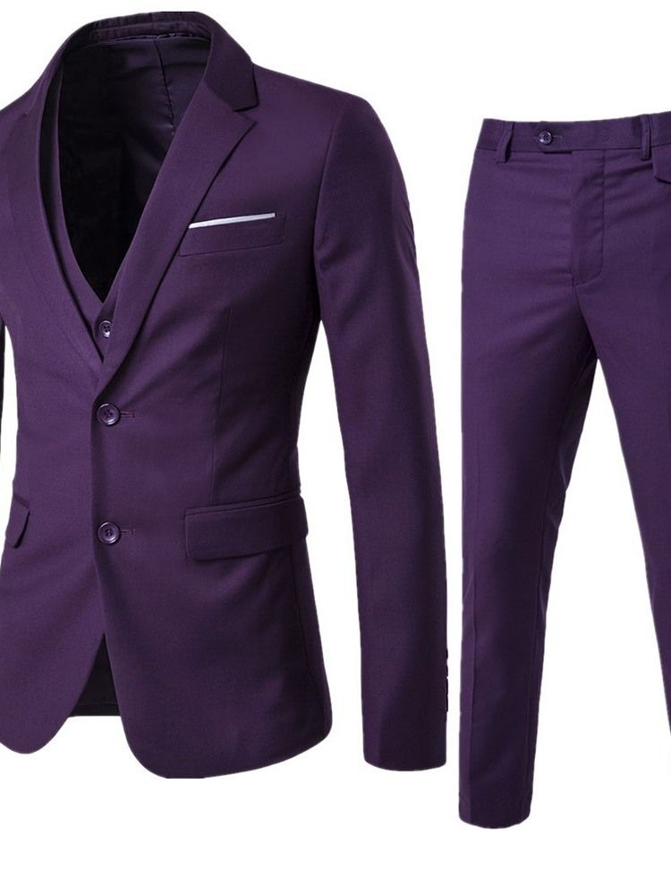 Costume Habillé Pour Hommes Avec Un Pantalon Uni À Boutonnage Simple