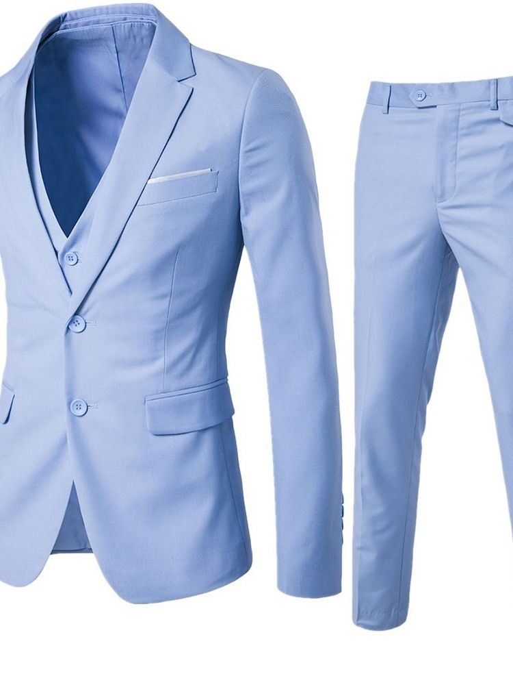 Costume Habillé Pour Hommes Avec Un Pantalon Uni À Boutonnage Simple