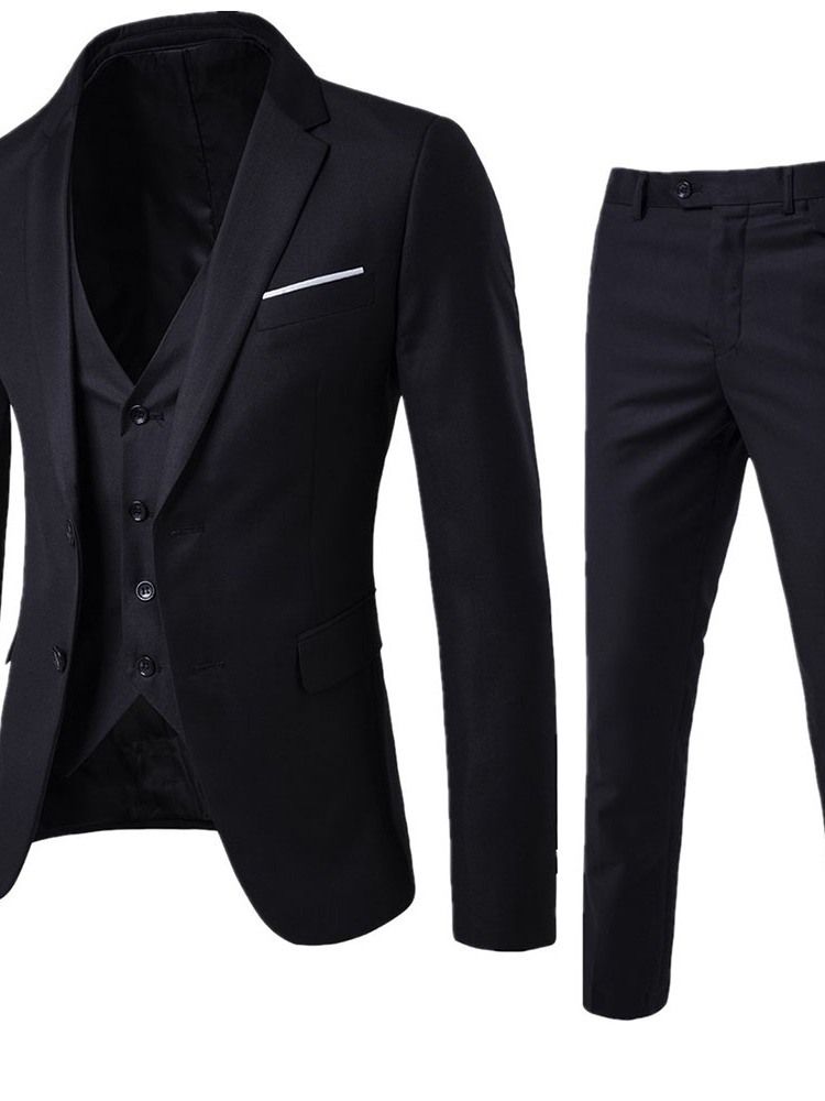 Costume Habillé Pour Hommes Avec Un Pantalon Uni À Boutonnage Simple