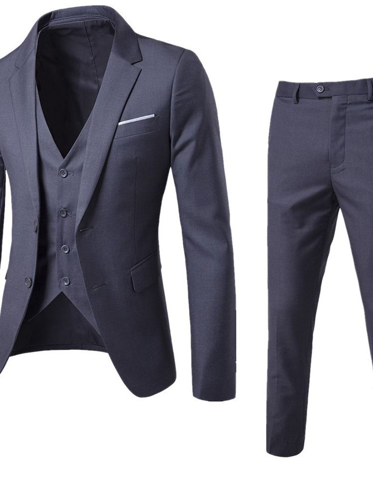 Costume Habillé Pour Hommes Avec Un Pantalon Uni À Boutonnage Simple