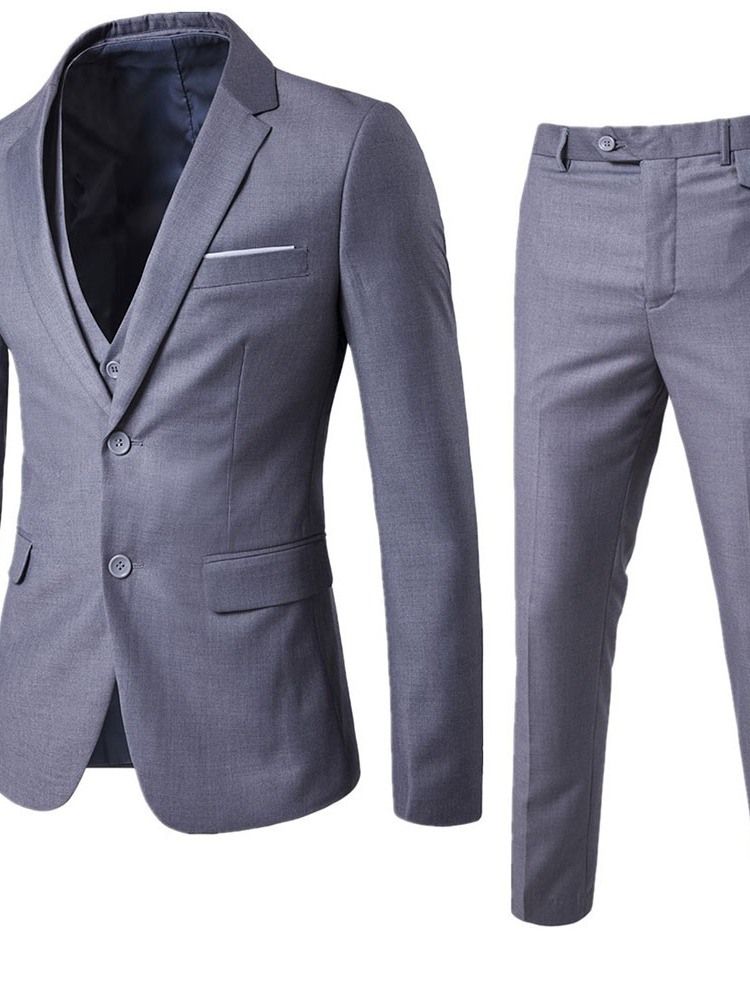 Costume Habillé Pour Hommes Avec Un Pantalon Uni À Boutonnage Simple