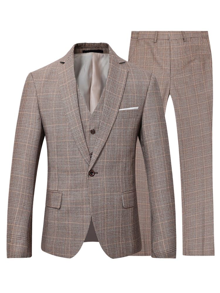 Costume Habillé Pour Hommes À Carreaux Un Bouton Blazer