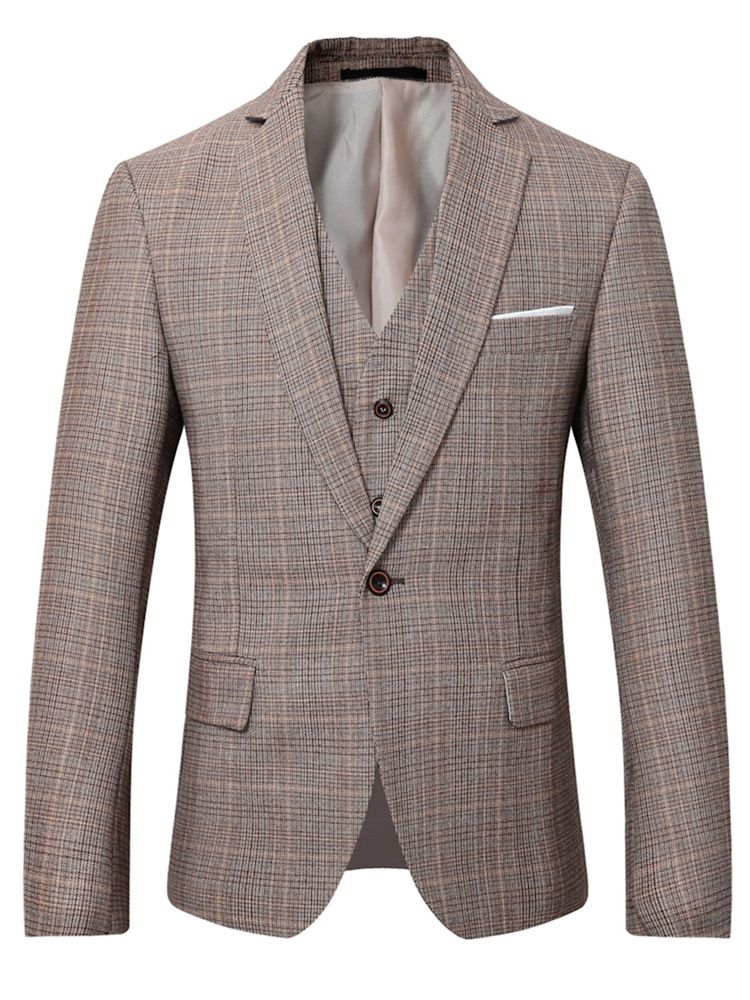 Costume Habillé Pour Hommes À Carreaux Un Bouton Blazer