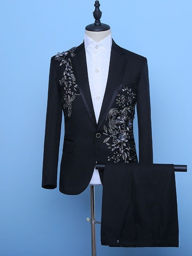 Costume De Costume Pour Homme À Bouton De Pantalon À Fleurs