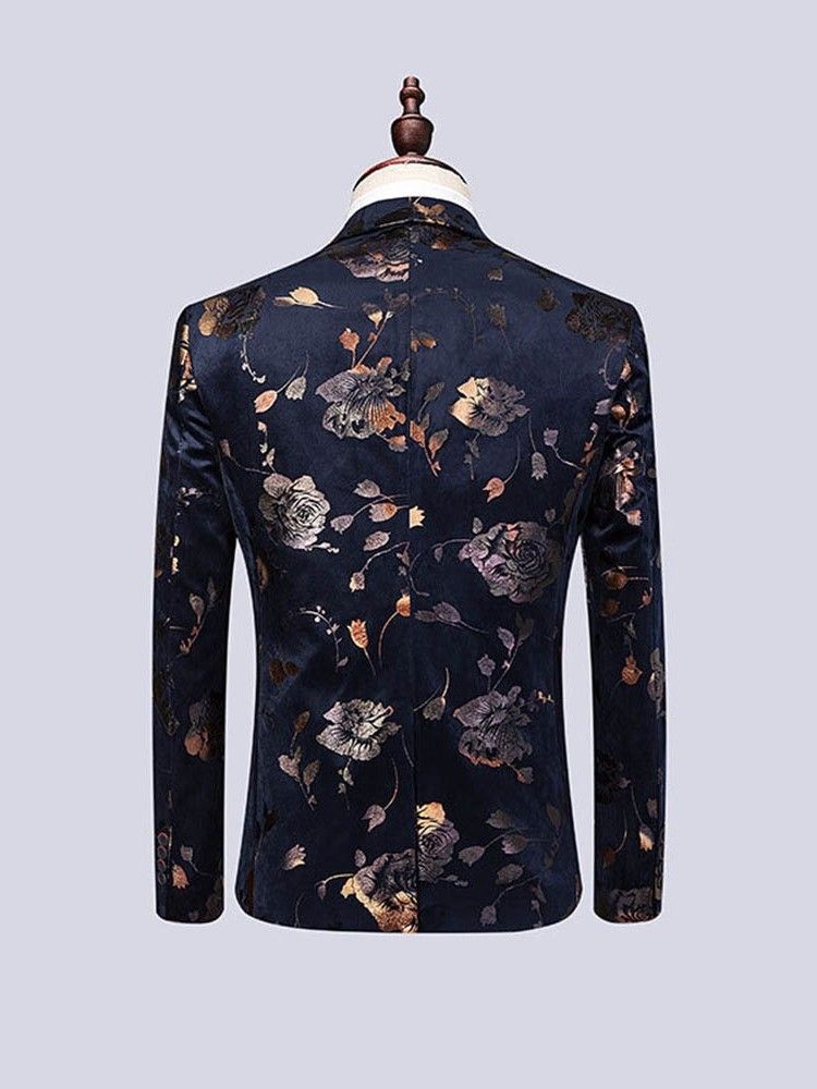 Costume De Robe De Soirée Décontractée Pour Hommes À Imprimé Floral 3 Pièces