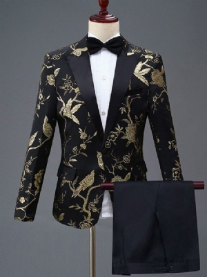 Costume De Soirée Pour Homme À Un Bouton Avec Broderie Florale