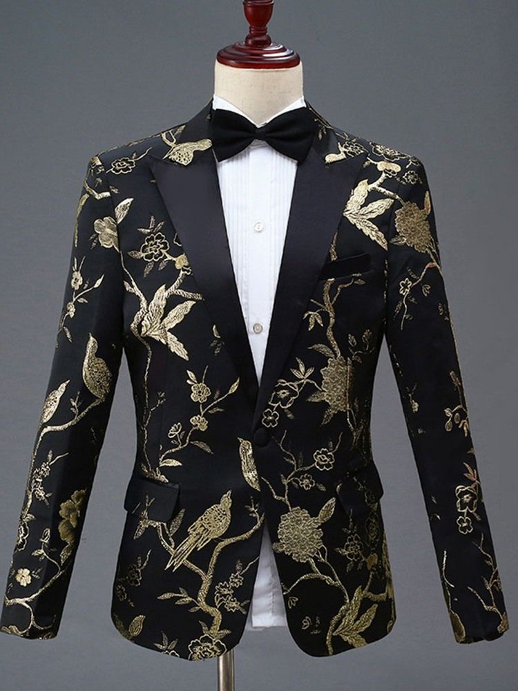 Costume De Soirée Pour Homme À Un Bouton Avec Broderie Florale