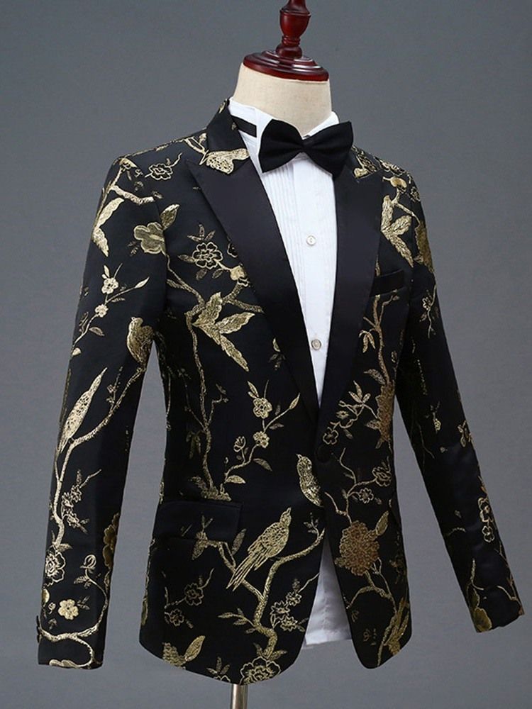 Costume De Soirée Pour Homme À Un Bouton Avec Broderie Florale