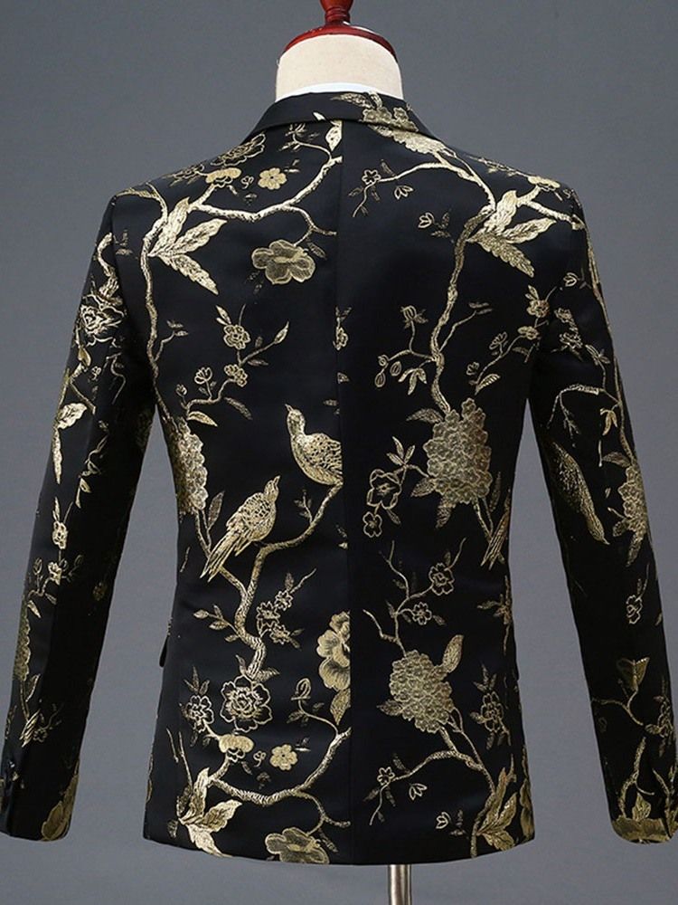 Costume De Soirée Pour Homme À Un Bouton Avec Broderie Florale