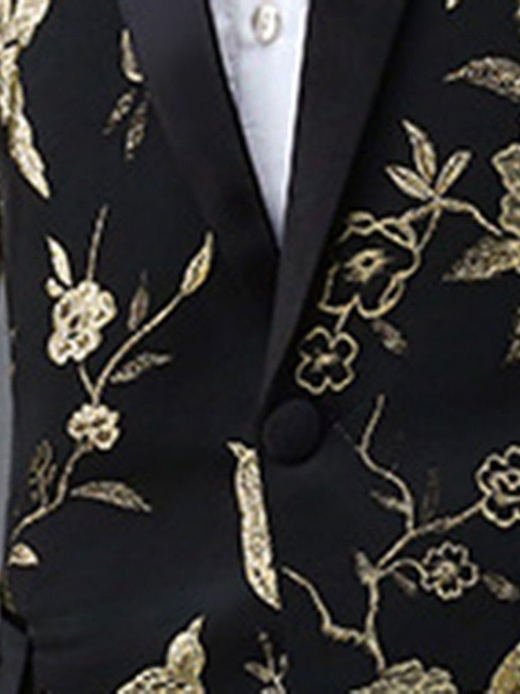 Costume De Soirée Pour Homme À Un Bouton Avec Broderie Florale