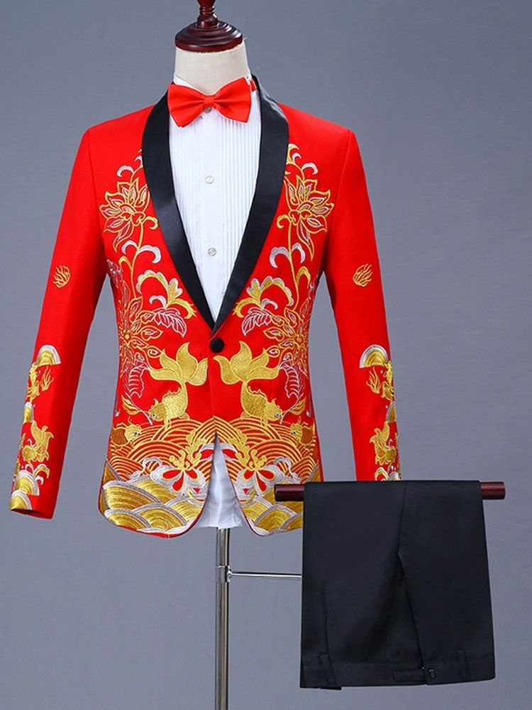 Costumes De Bal Pour Hommes De Style Chinois À Imprimé Floral