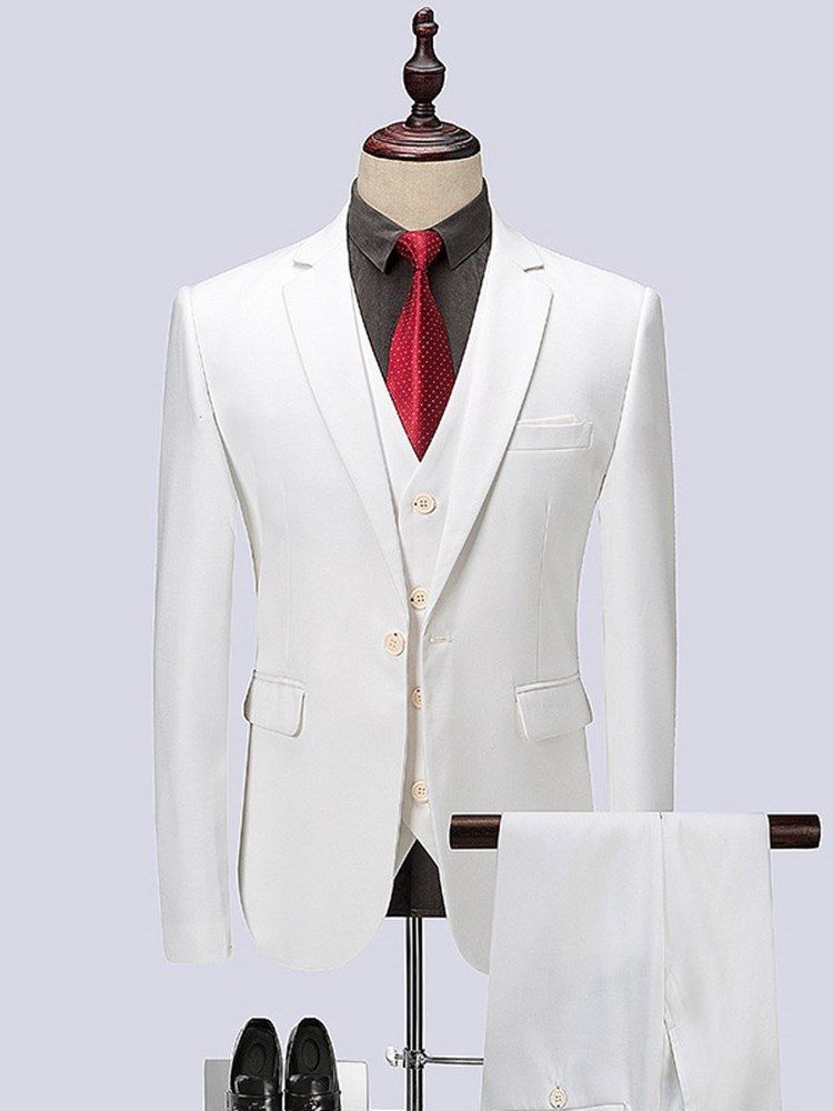 Costumes De Mariage Pour Hommes 3 Pièces Unis Blancs