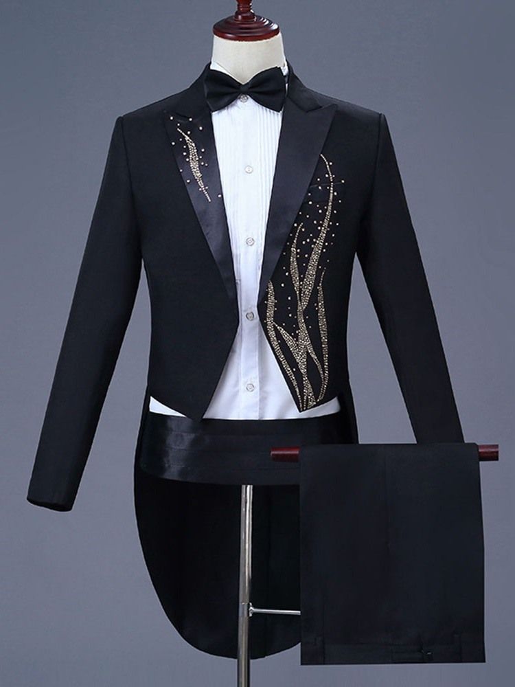 Pantalon Blazer À Fleurs Diamant Costume De Soirée Décontractée Pour Hommes