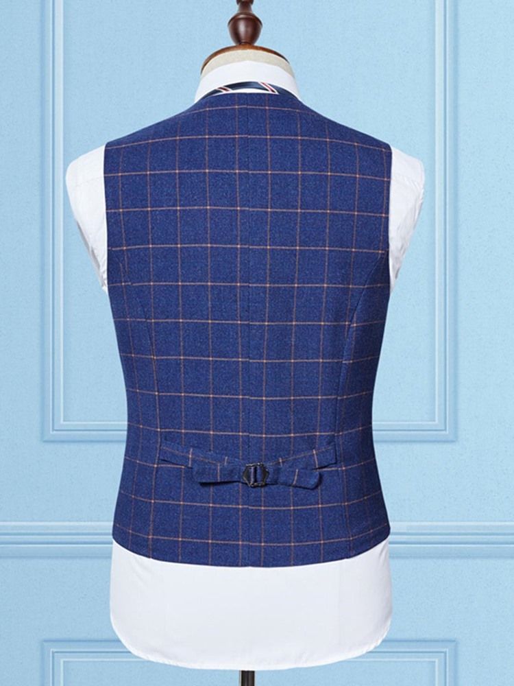 Plaid Blazer Pantalon Gilet Costume Homme