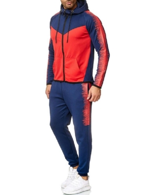 Sweat À Capuche Color Block Tenue À Glissière Pour Hommes