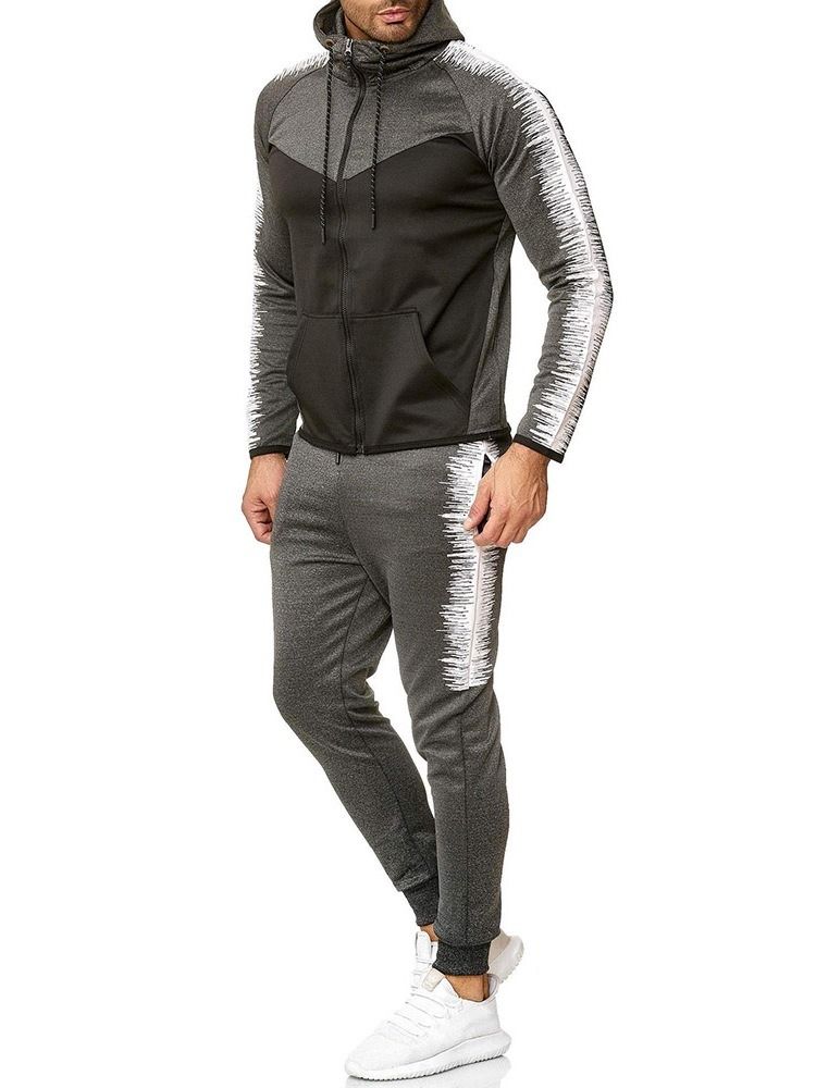 Sweat À Capuche Color Block Tenue À Glissière Pour Hommes