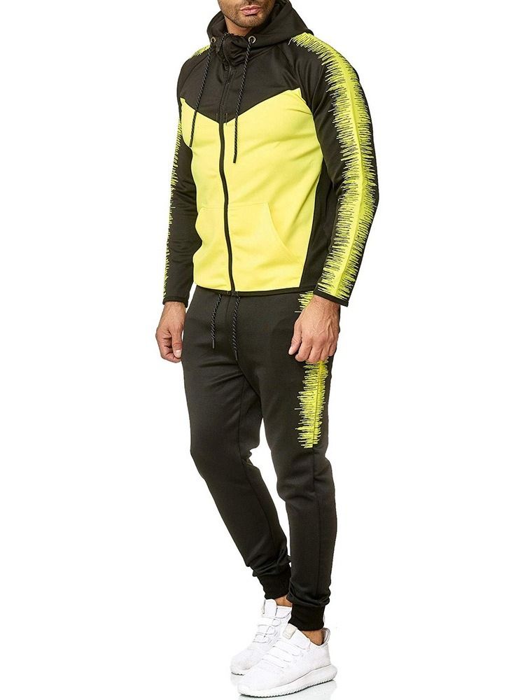 Sweat À Capuche Color Block Tenue À Glissière Pour Hommes