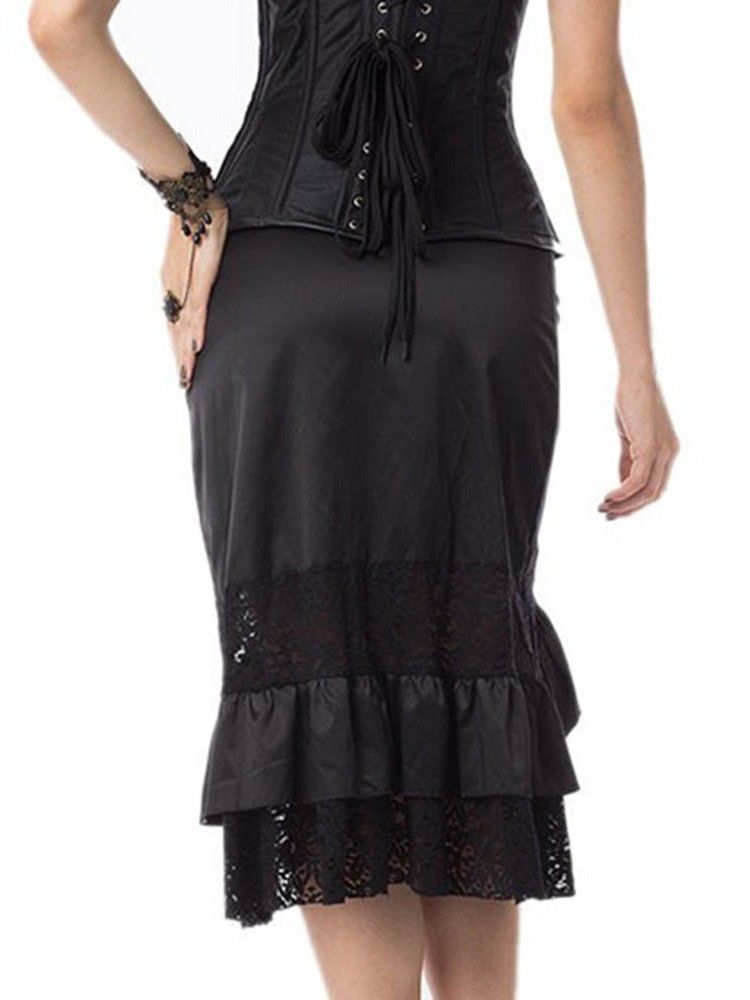 Costume D'halloween Pour Femme Jupe Taille Haute Asymétrique Falbala Mi-mollet