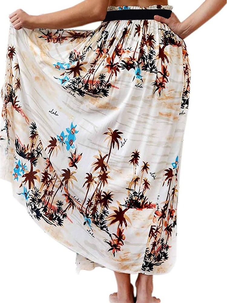 Jupe A-line Floral Western Pour Femmes Au Sol