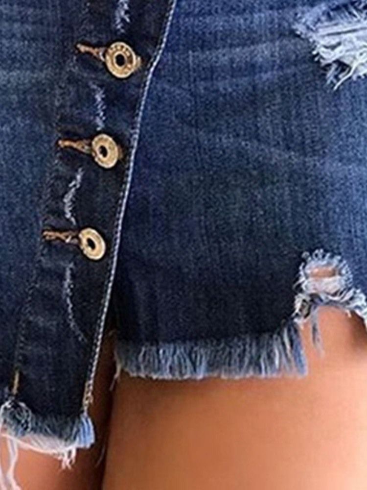 Jupe Asymétrique Taille Haute En Denim Uni Pour Femme