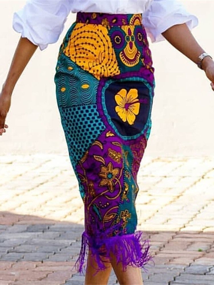 Jupe À Fleurs Moulante Imprimée À La Mode Africaine Pour Femmes