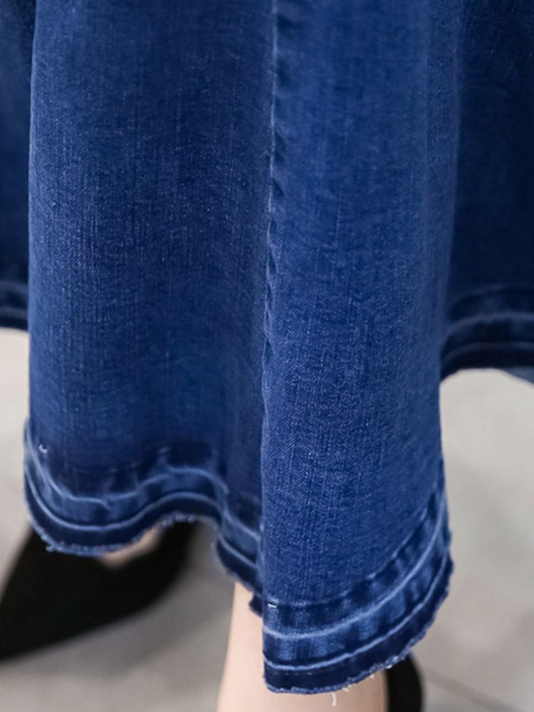 Jupe Taille Haute En Jean Avec Poche Unie Sirène Pour Femme