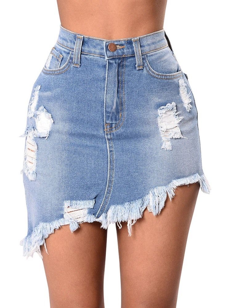 Mini Jupe Asymétrique En Denim Pour Femmes