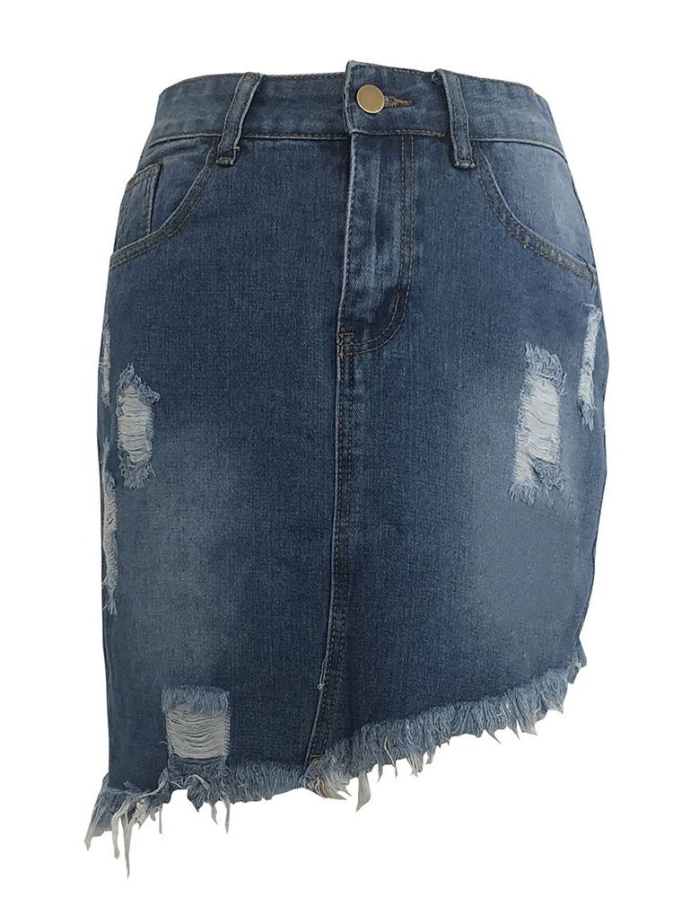 Mini Jupe Asymétrique En Denim Pour Femmes