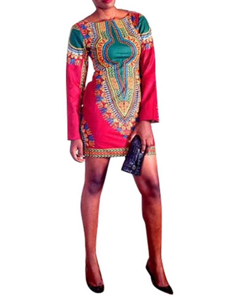 Robe Africaine Moulante Au-dessus Du Genou Pour Femme