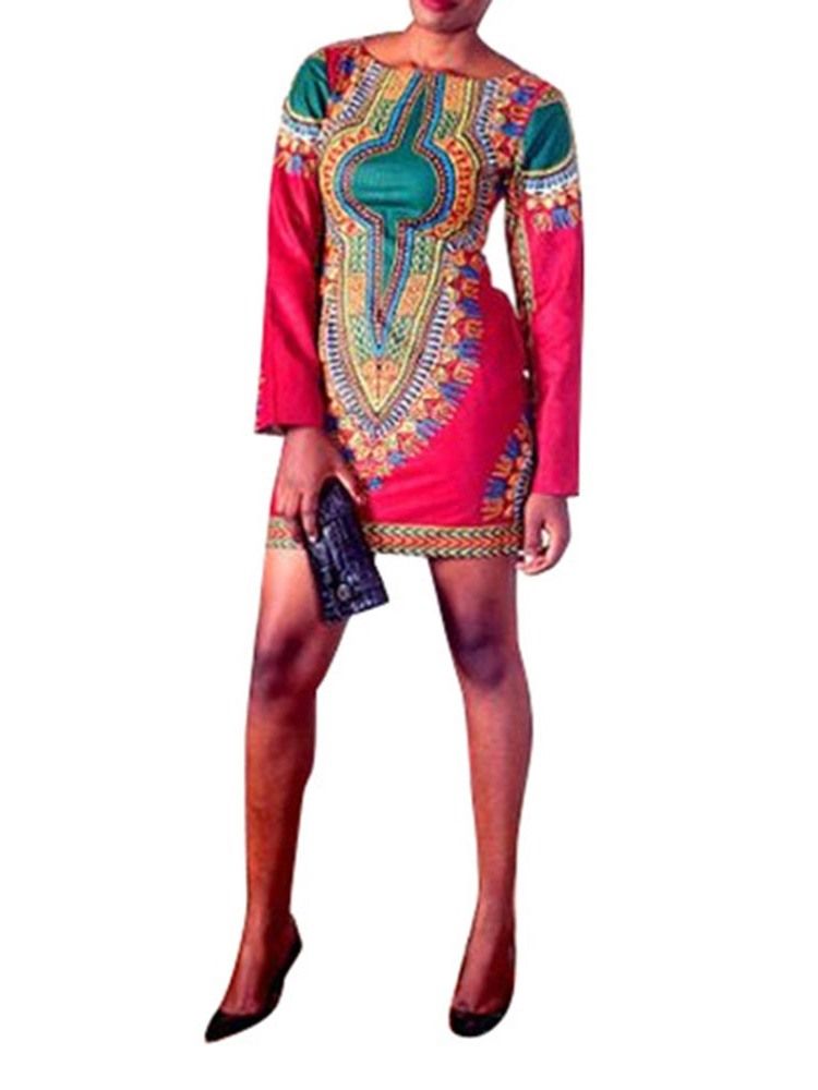 Robe Africaine Moulante Au-dessus Du Genou Pour Femme