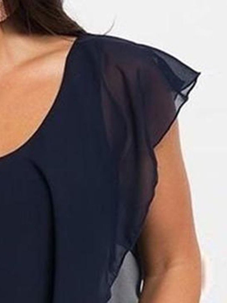 Robe Asymétrique À Manches Courtes Et Taille Moyenne Pour Femmes