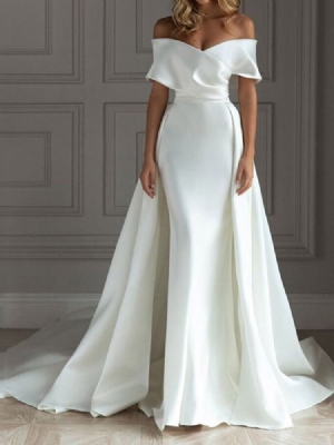 Robe Blanche Asymétrique À Manches Courtes Et À Manches Courtes Pour Femmes