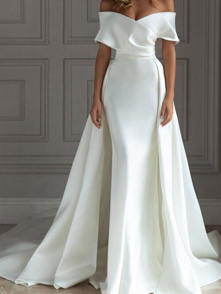 Robe Blanche Asymétrique À Manches Courtes Et À Manches Courtes Pour Femmes