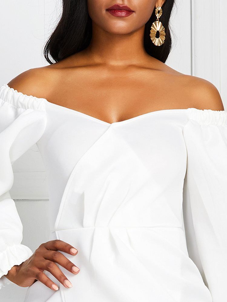 Robe Blanche Moulante À Taille Standard Et À Col En V Pour Femmes