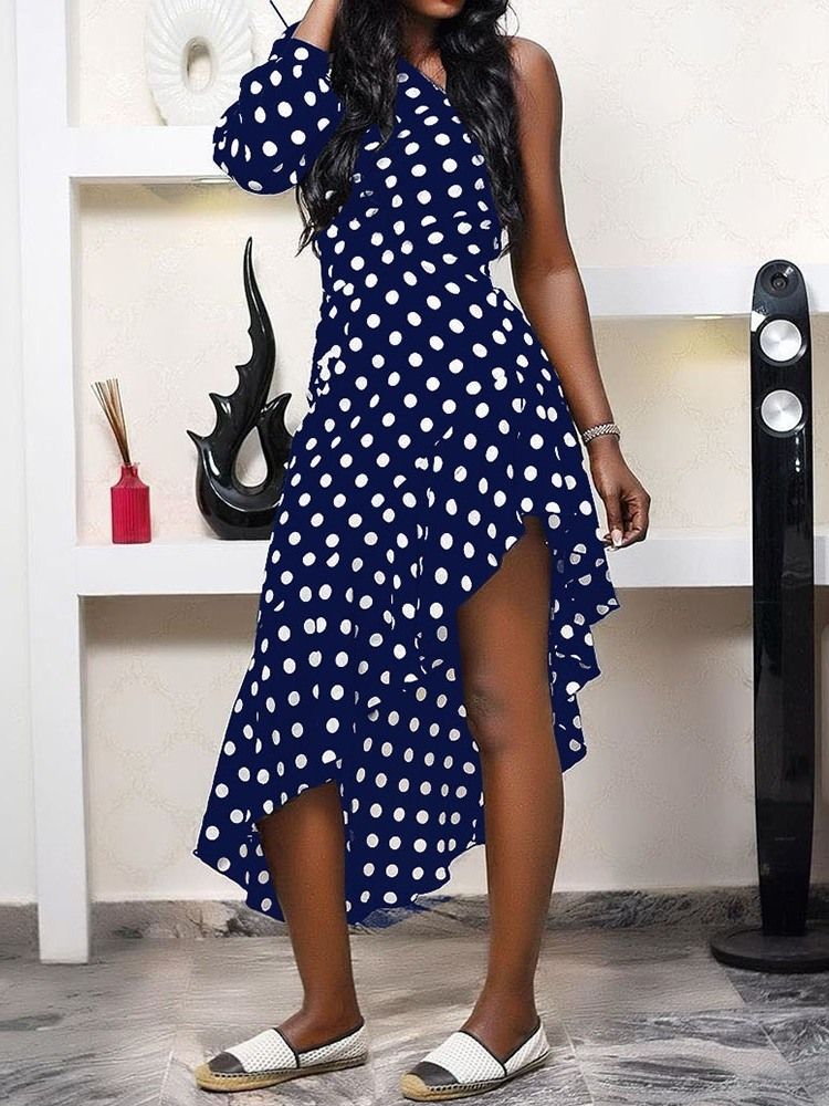 Robe De Cocktail Asymétrique À Col Oblique Et À Manches Trois-quarts Pour Femmes