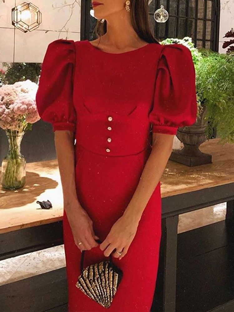 Robe De Cocktail Unie À Manches Courtes Et Dos Nu Pour Femmes