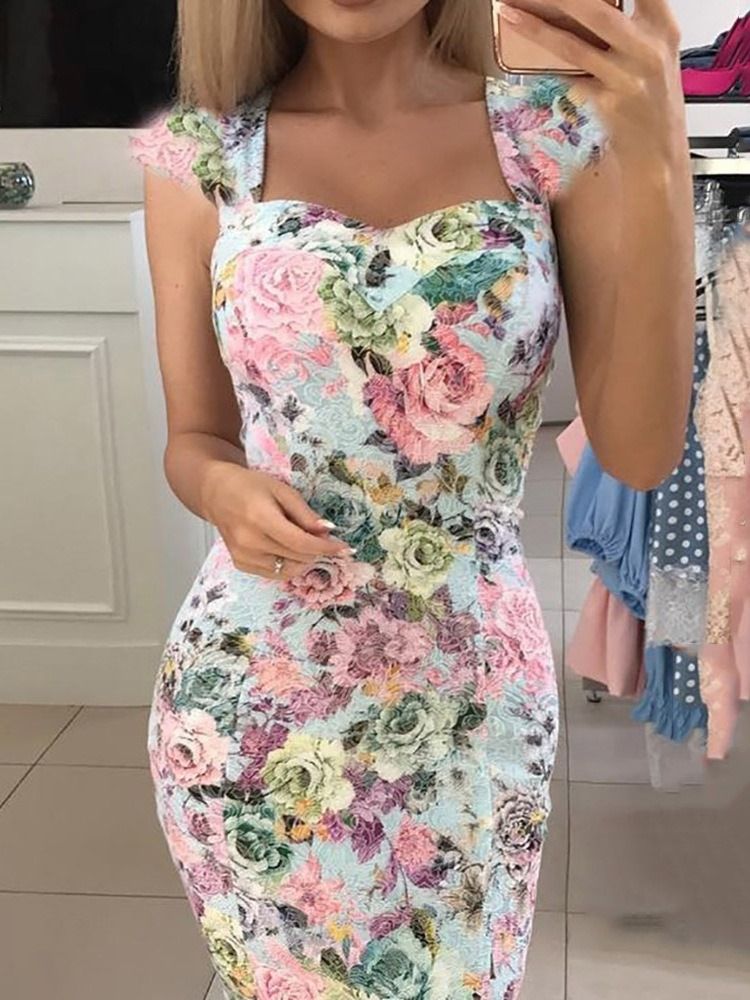 Robe D'été Fleurie À Manches Courtes Et À Manches Courtes Pour Femmes