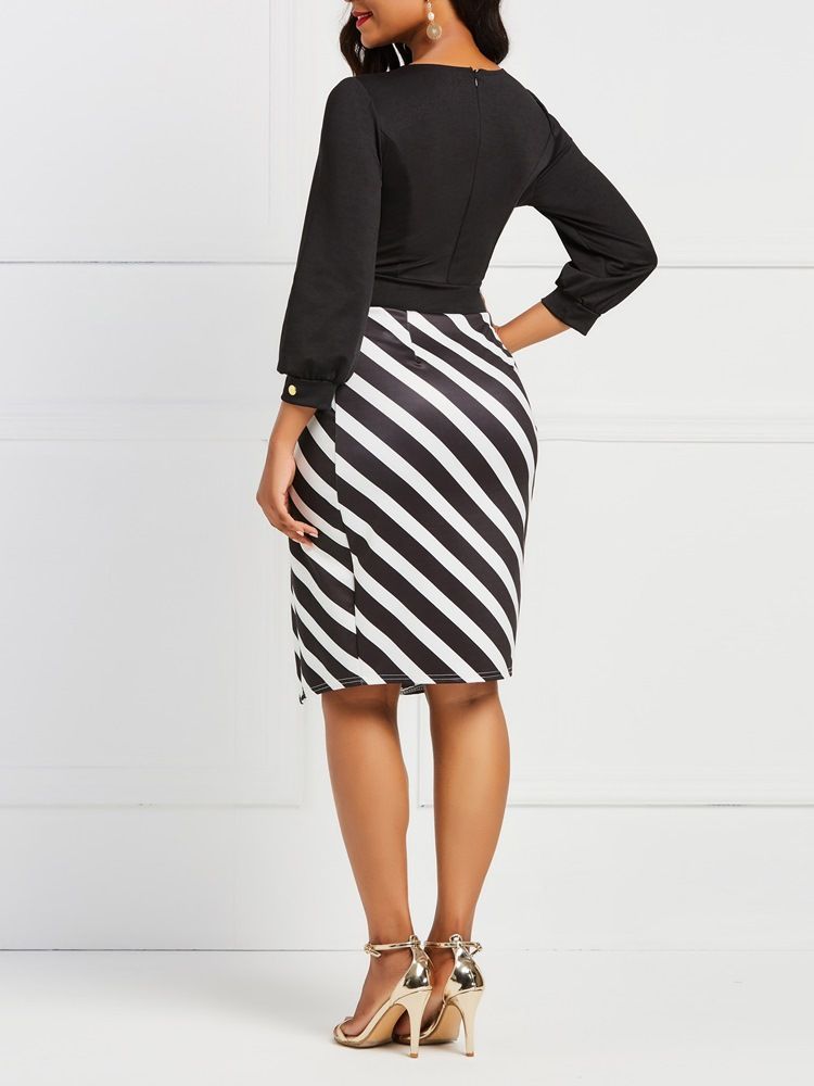 Robe Pour Femme Office Lady Stripe Split