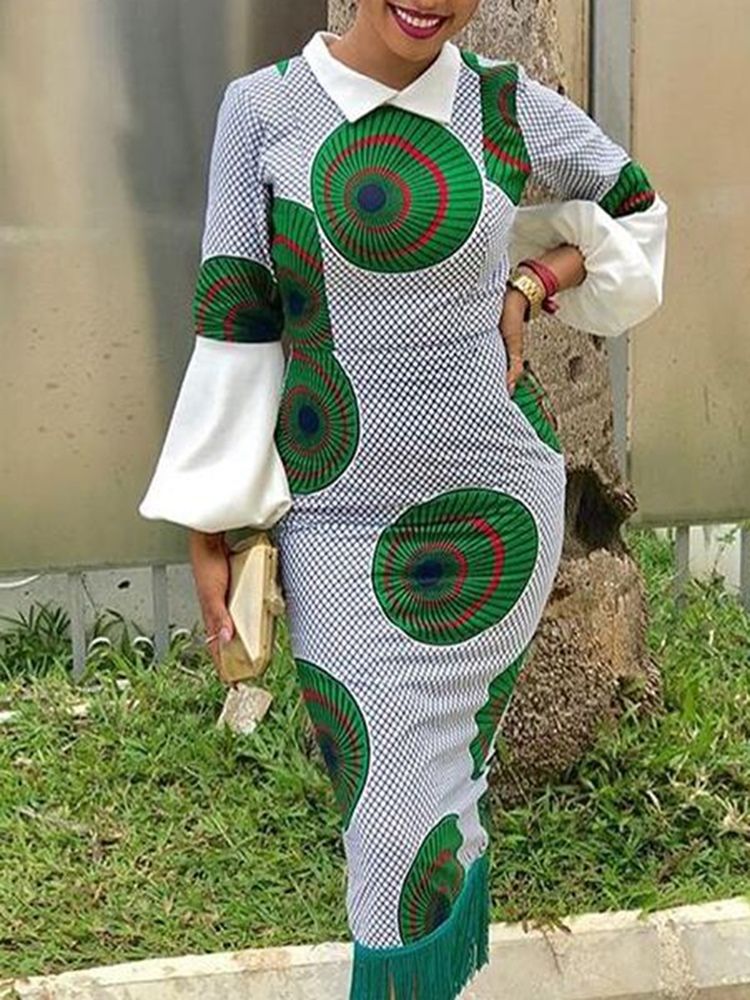 Robe Pour Femme Sirène À Ourlet Géométrique Ankara À La Mode Africaine