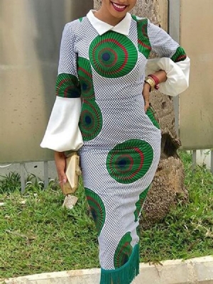 Robe Pour Femme Sirène À Ourlet Géométrique Ankara À La Mode Africaine