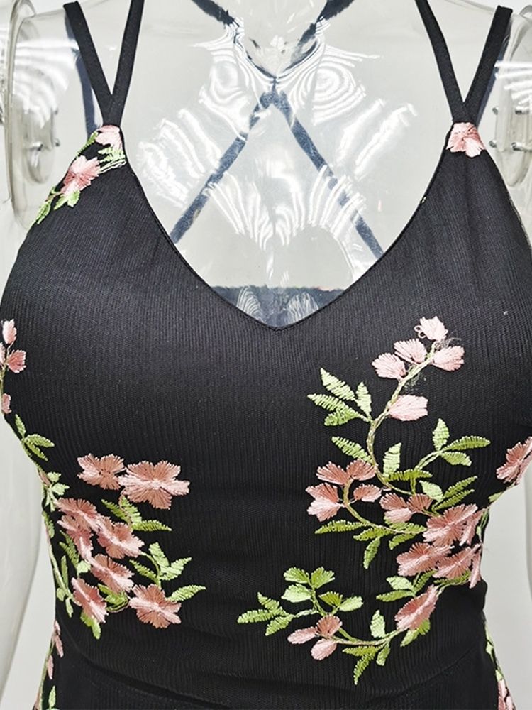 Robe À Fleurs Mi-mollet À Col En V Et À Col En V Pour Femmes