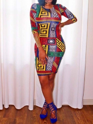 Robe Fourreau À La Taille Moyenne Et À La Mode Africaine Pour Femmes