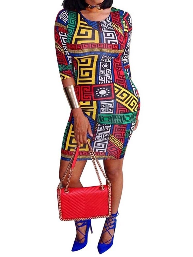 Robe Fourreau À La Taille Moyenne Et À La Mode Africaine Pour Femmes