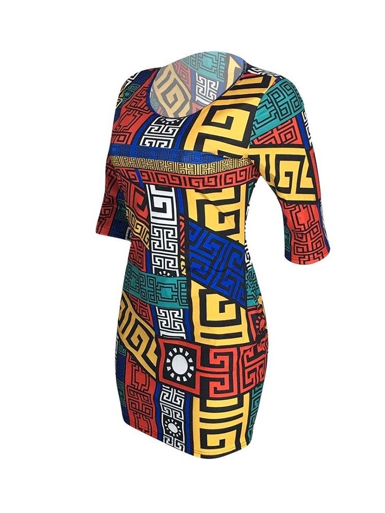 Robe Fourreau À La Taille Moyenne Et À La Mode Africaine Pour Femmes