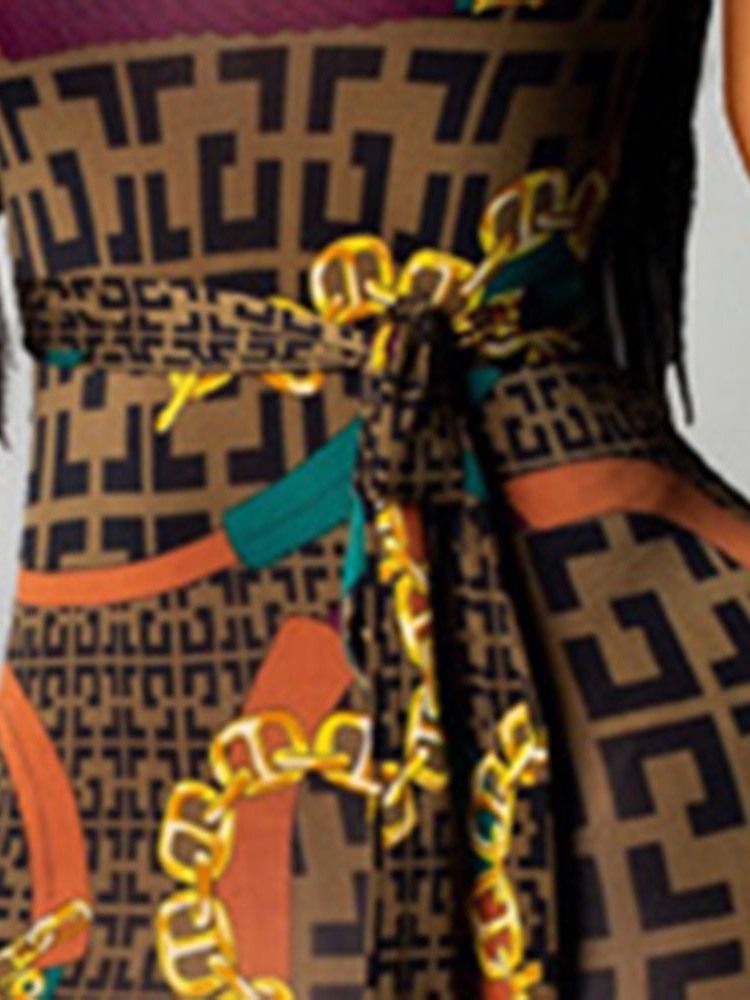 Robe Géométrique Crayon Mi-mollet À La Mode Africaine Pour Femmes