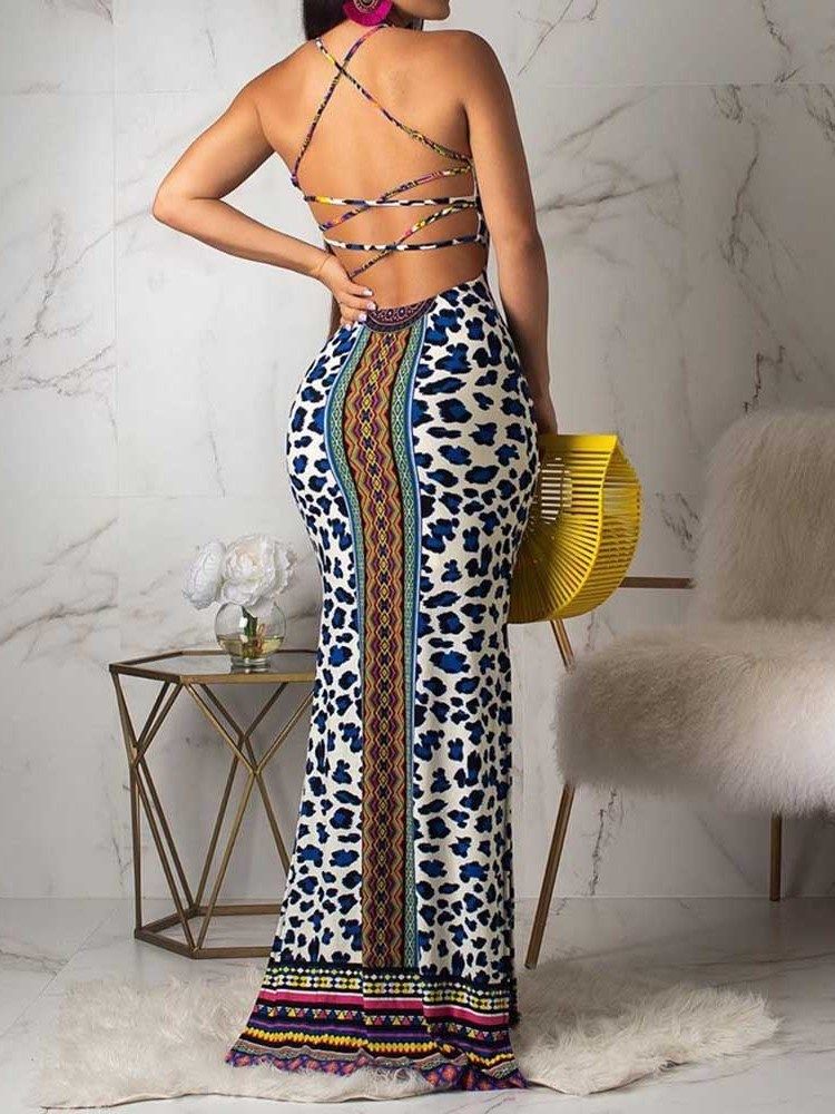 Robe Géométrique Moulante Sans Manches À La Mode Africaine Pour Femmes