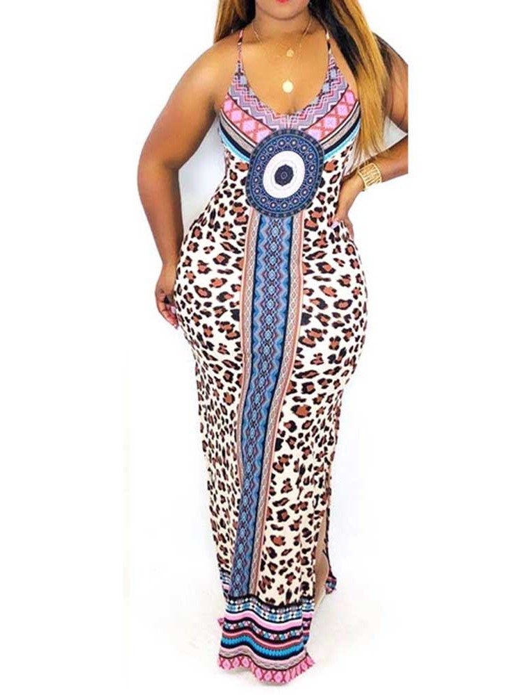 Robe Géométrique Moulante Sans Manches À La Mode Africaine Pour Femmes