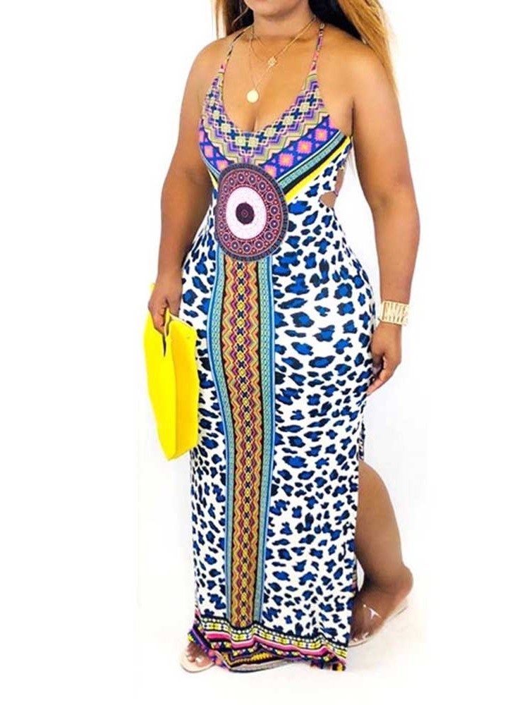 Robe Géométrique Moulante Sans Manches À La Mode Africaine Pour Femmes