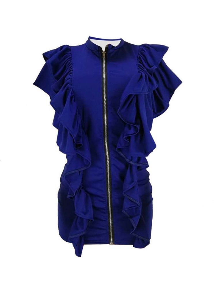 Robe À Glissière Unie Plissée Au-dessus Du Genou Pour Femmes