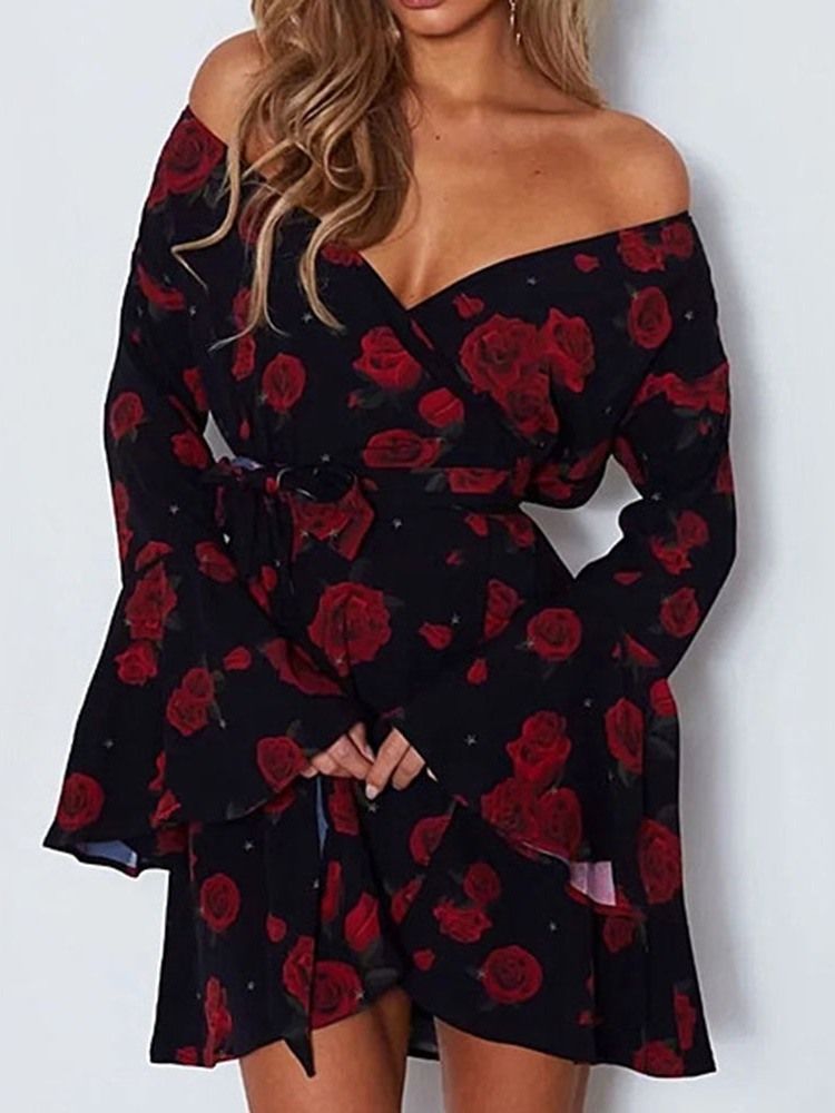 Robe Imprimée À Manches Longues Au-dessus Du Genou À La Mode Pour Femmes